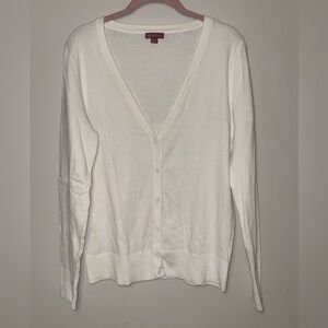 Merona White Deep V-Neck Button-Up Cardigan